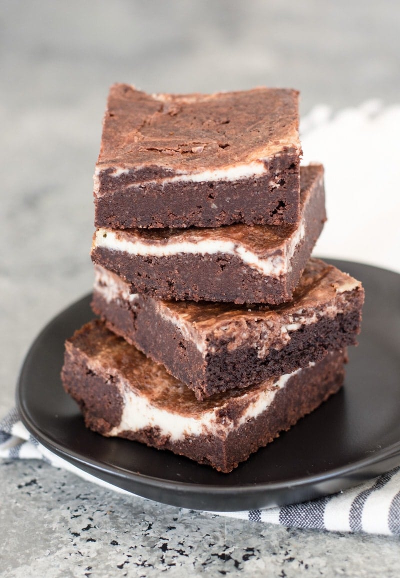 Fudgey Keto Cheesecake Brownies with a thick cheesecake swirl! An easy Keto dessert! 